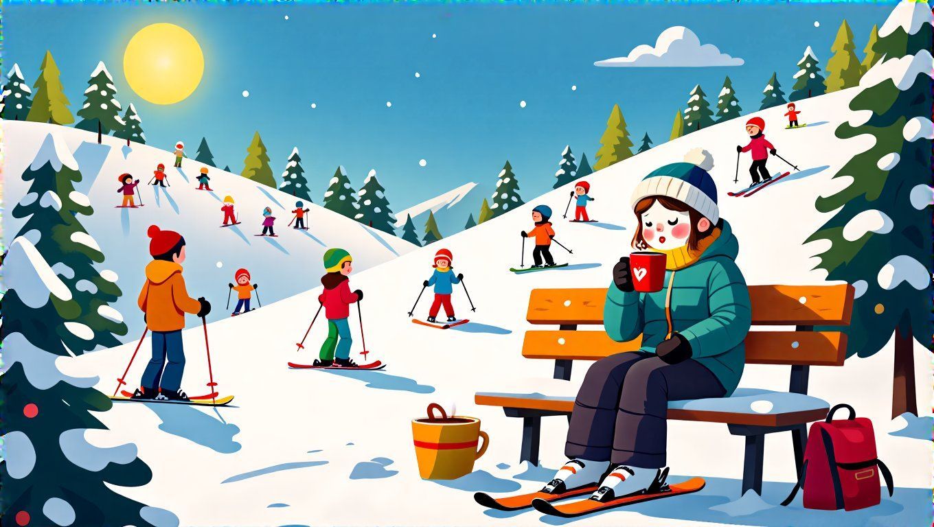 Kis síelőinknek a pihenés is része a fejlődésnek.