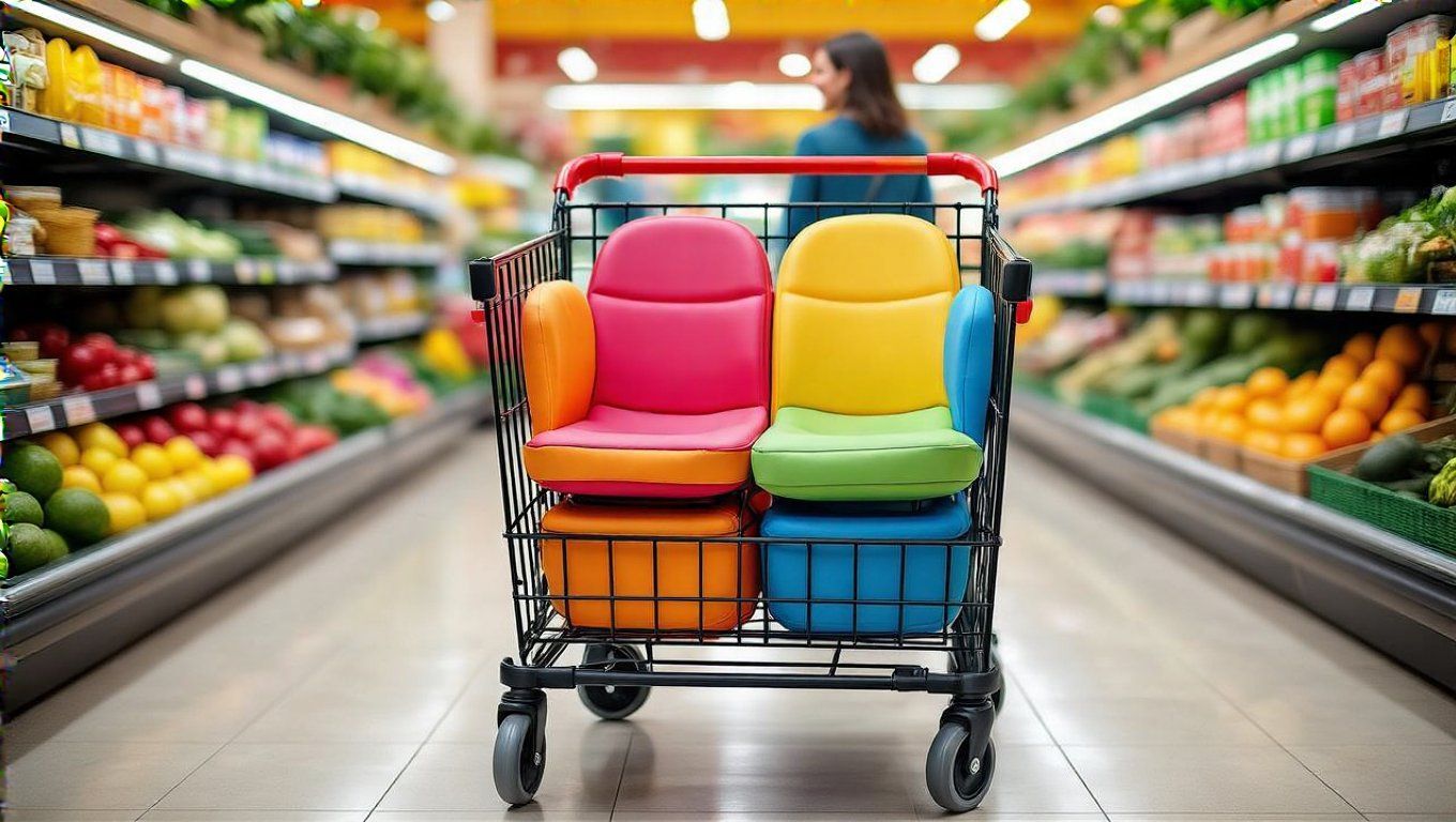 Használj hordozható gyerekülést a bevásárlókocsiban való biztonsághoz!