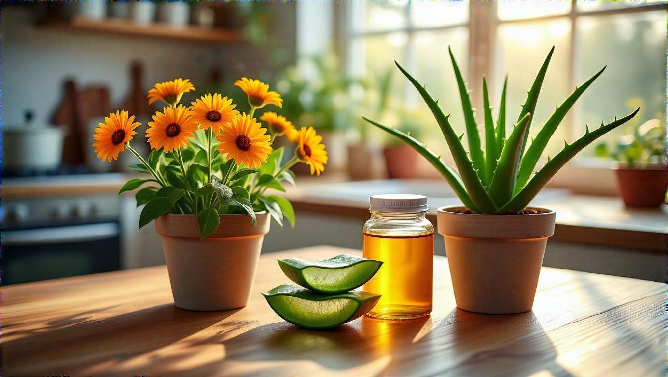 A körömvirág és aloe vera természetes gyulladáscsökkentők.