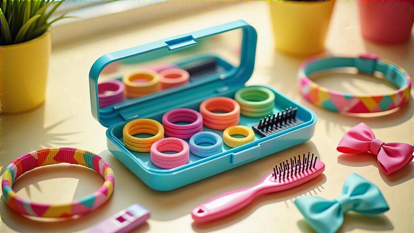 Fésű, hajgumi és csatok: alapvető eszközök a gyors frizurához.