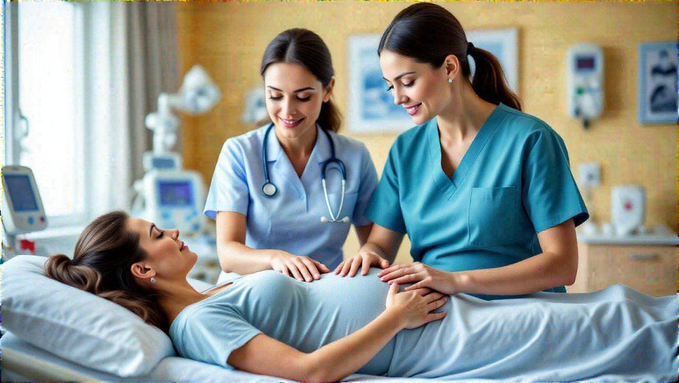 A külső magzatfordítás során a szakember foglalkozik a magzattal.