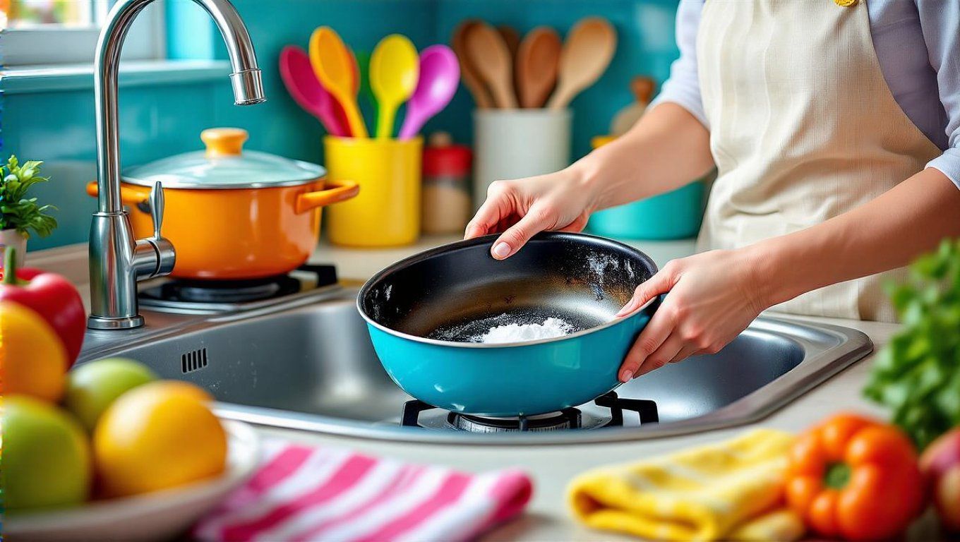 A szódabikarbóna segít helyreállítani a kiégett edények fényét.