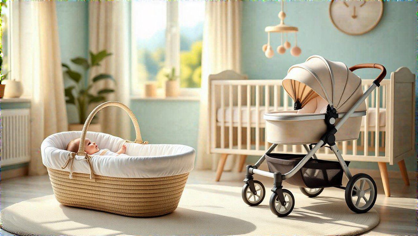 A mózeskosár ideális a baba első hónapjaiban.