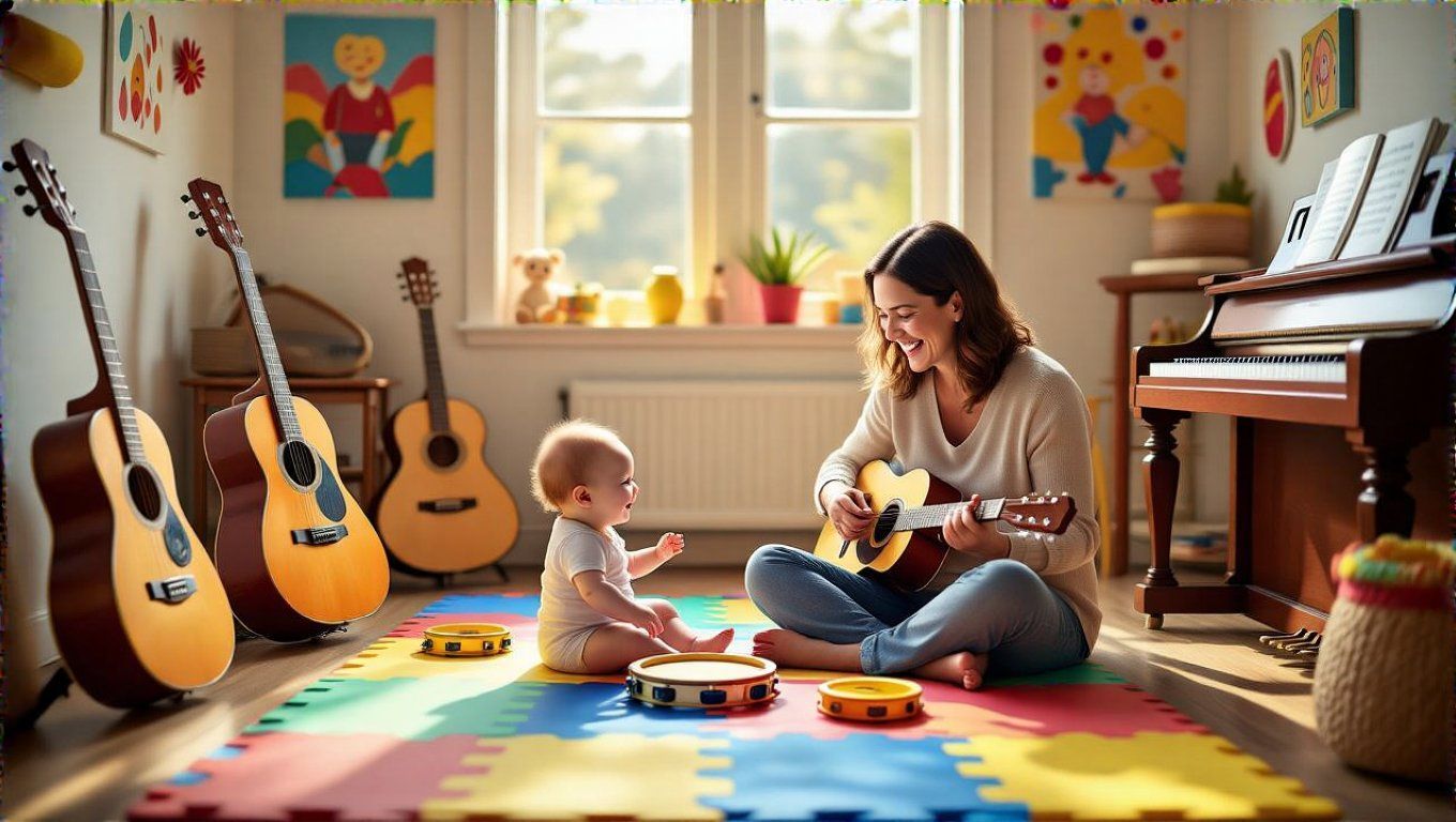 A zene aktív részvétele fokozza a baba fejlődését.