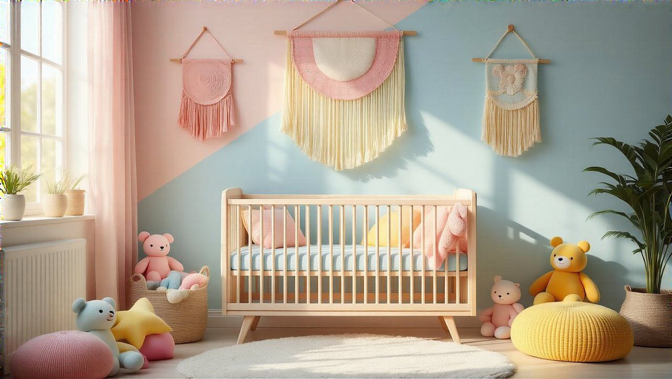 A textil falidíszek melegséget és puhaságot varázsolnak a babaszobába.