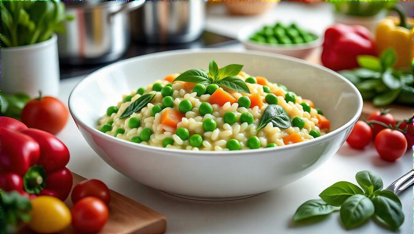 A krémes rizottó zöldségek ízét kiemeli a parmezán.