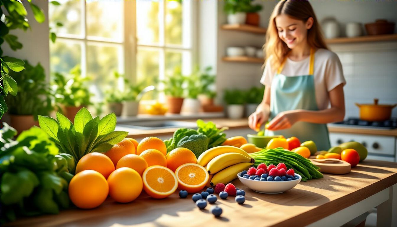 A friss zöldségek és gyümölcsök gazdag vitaminforrások.